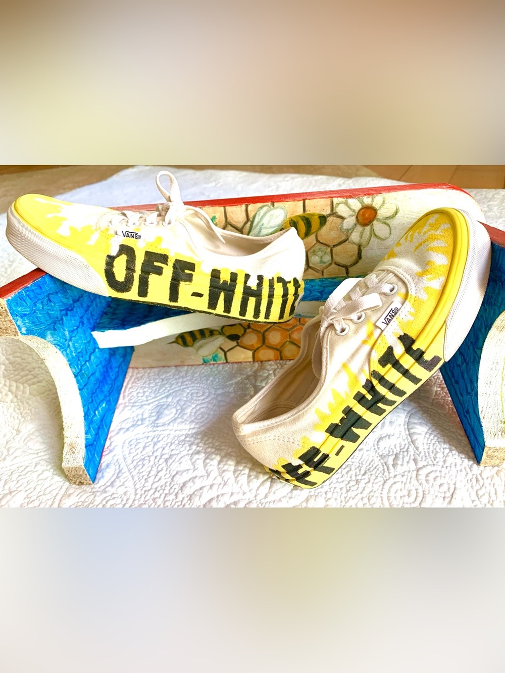 🔶 VANS Custom Hand Painted Off White Yellow🔶